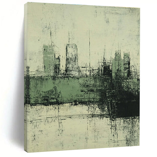Grey and Green Cityscape for Industrial - Chic Loft & Thought - Provoking Art Studio STSC339