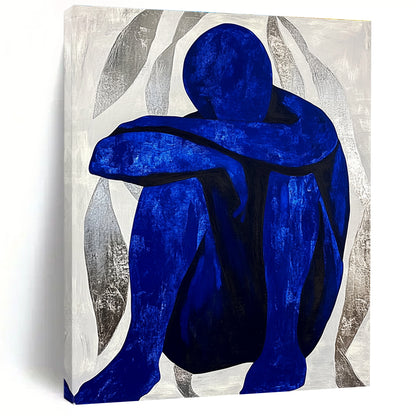 Blue Figure in Contemplation for Meditation Space & Thoughtful Library STSC922