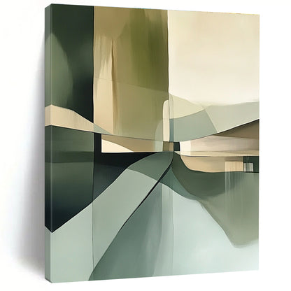 Geometric Green & Beige Abstraction Art for Contemporary Gallery & Architect’s Office STSC114
