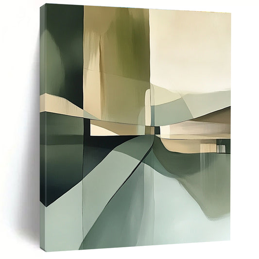 Geometric Green & Beige Abstraction Art for Contemporary Gallery & Architect’s Office STSC114