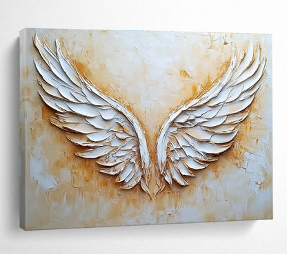 White Angel Wings Art for Spiritual Retreat & Bohemian - Style Home SC004