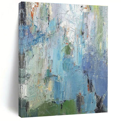 Blue - Green Abstract Art for Coastal Home Living Room Walls DLZ0270