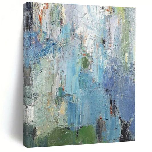 Blue - Green Abstract Art for Coastal Home Living Room Walls DLZ0270