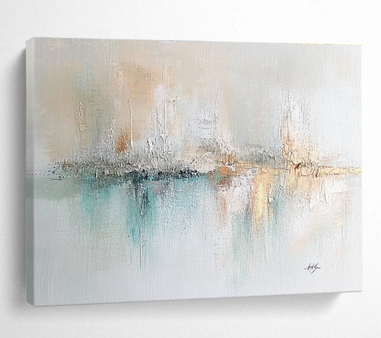 Light - Toned Abstract Landscape Art for Coastal Home Office & Serene Meditation Space SC208