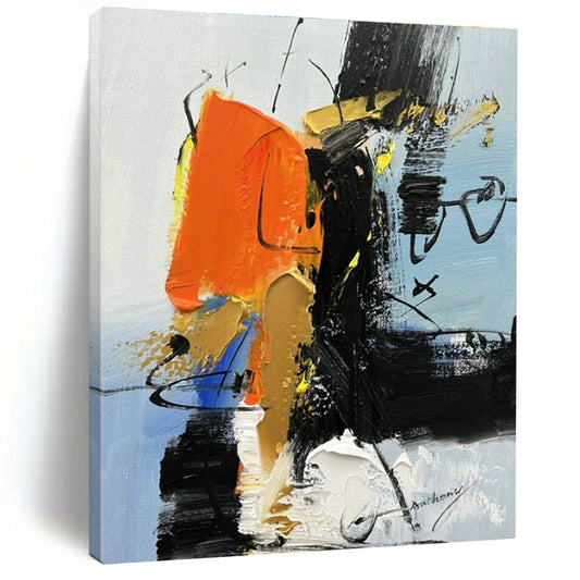 Orange - Black - Blue Abstract Art for Sports Bar & Creative Agency Office DLZ1665