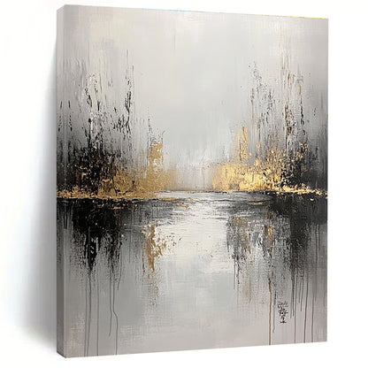 Grey and Gold River Abstract for Serene Home Library & Luxury Spa Retreat STSC396