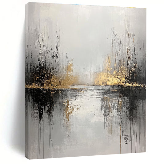 Grey and Gold River Abstract for Serene Home Library & Luxury Spa Retreat STSC396