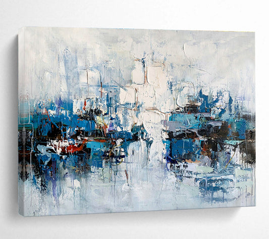 Blue - Toned Harbor Abstract Art for Nautical - Themed Home Offices DLZ2546