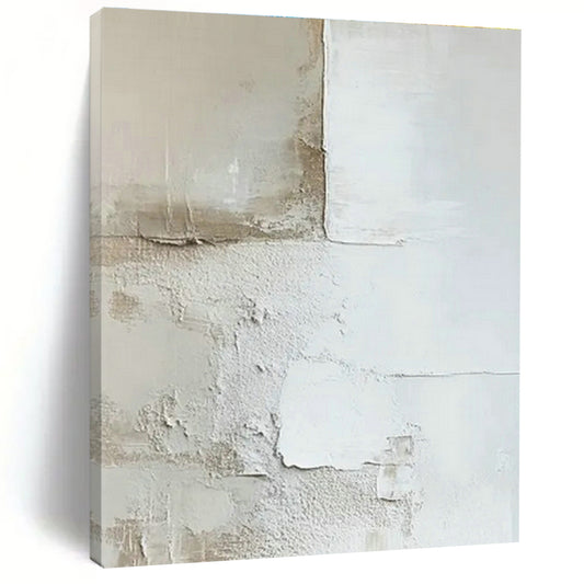 Light Brown - White Textured Abstract Art for Coastal Cottage Living Room & Wellness Retreat Lounge DLZ0984