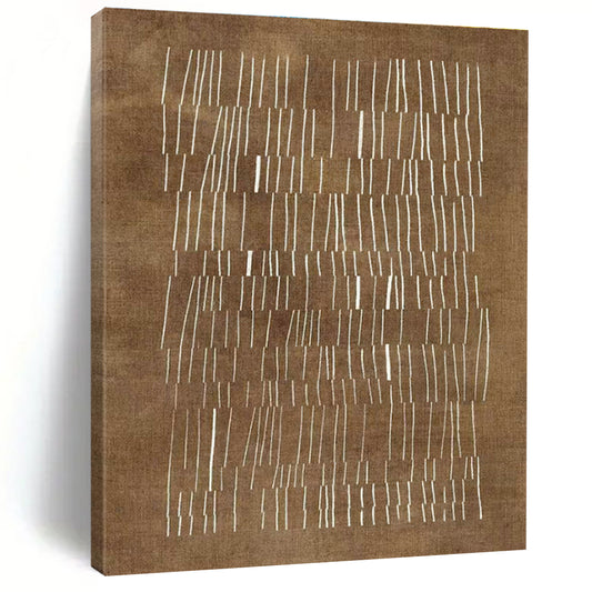 Brown & White Linear Abstract Art for Bohemian Office & Rustic Home Study DLZ1998