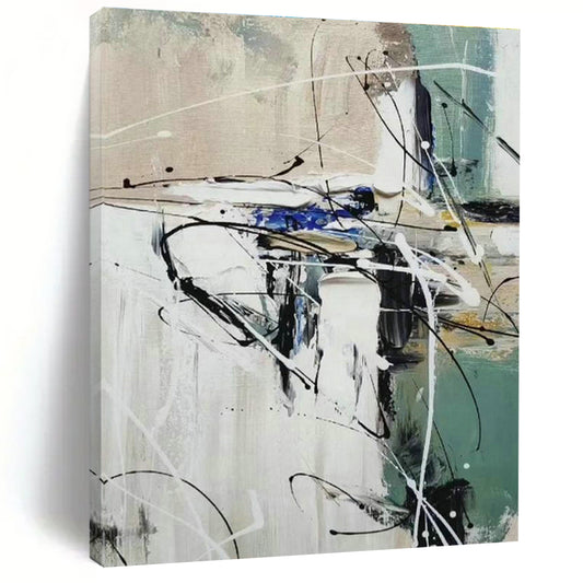Black - White - Blue Abstract Art for Office & Hallway DLZ0309