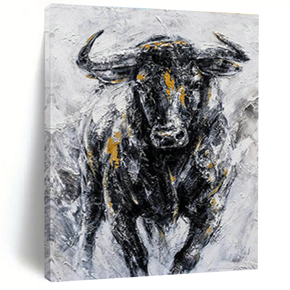 Textured Bull Portrait Art for Rustic Ranch House & Art - Centric Restaurant DLZ2155