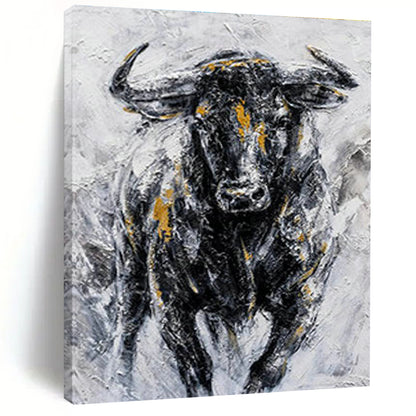 Textured Bull Portrait Art for Rustic Ranch House & Art - Centric Restaurant DLZ2155