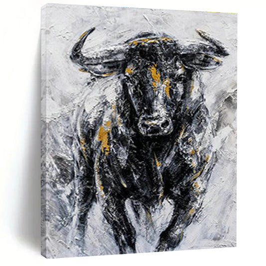 Textured Bull Portrait Art for Rustic Ranch House & Art - Centric Restaurant DLZ2155