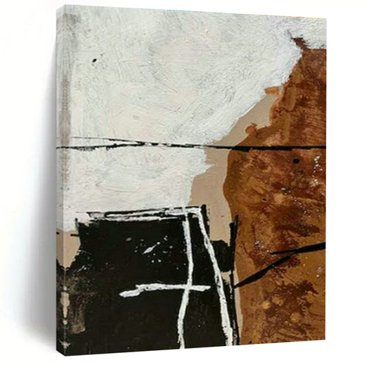 Brown - White Abstract Art for Rustic Home Office & Art Gallery DLZ2030
