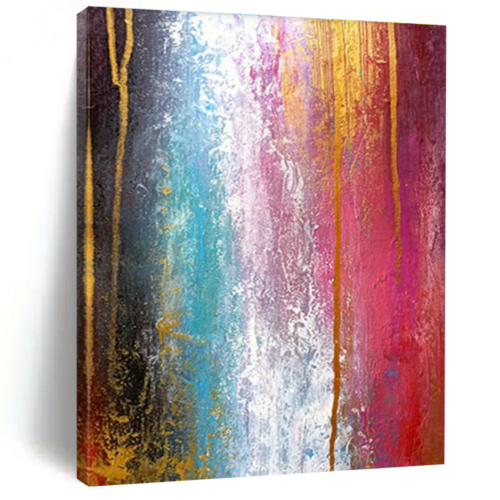 Colorful Gold - Accent Abstract Art for Luxury Hotel Lobby Entrance Walls DLZ0002