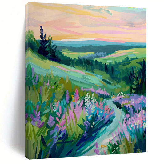 Valley Landscape Oil Painting for Wellness Retreat & Garden Villa DLZ0655