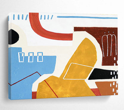 Blue - Yellow Geometric Abstract for Contemporary Bank Lounge DLZ2950