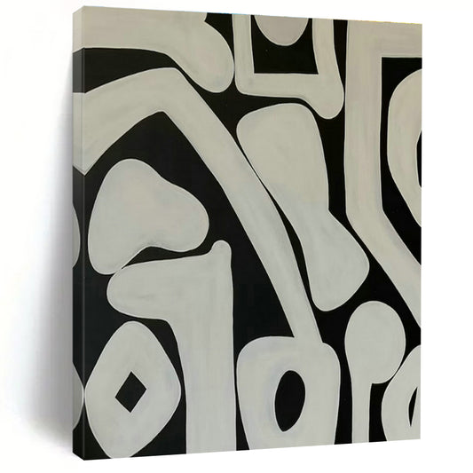 Black - White Patterned Abstract Art for Urban Art Café & Mid - Century Modern Home DLZ1886