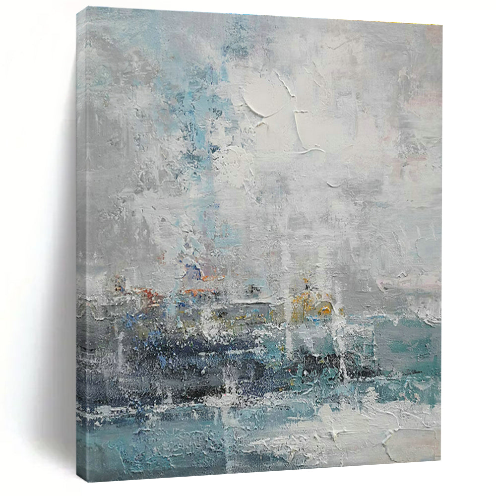 Misty Sea - Scape Abstract Art for Coastal Hotel Lobby & Seaside Home Bedroom DLZ2021