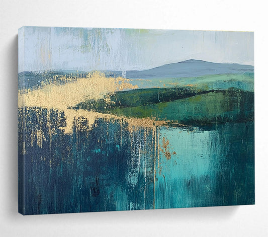 Green and Gold Landscape Art for Botanical - Themed Home & Luxury Spa SC315