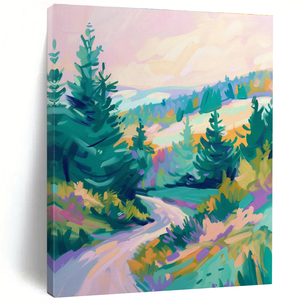 Mountain Forest Landscape Oil Painting for Ski Resort & Nature Lover’s Home DLZ0654