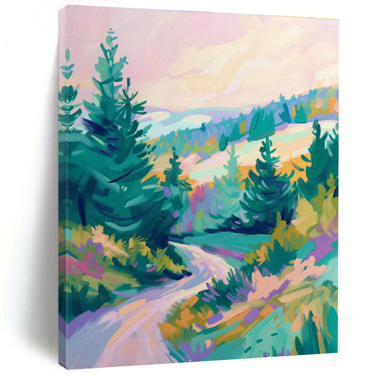 Mountain Forest Landscape Oil Painting for Ski Resort & Nature Lover’s Home DLZ0654