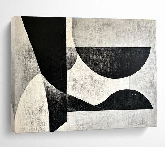 Black and White Geometric Shapes Art for Modern Art Museum & Minimalist Dining Room SC506
