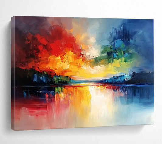 Colorful Lake Reflection Art for Art - Lovers’ Café & Bold Home Office SC077