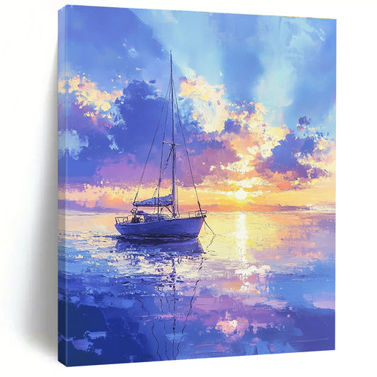 Sailboat at Sunset for Nautical - Themed Library & Luxury Beach House STSC899