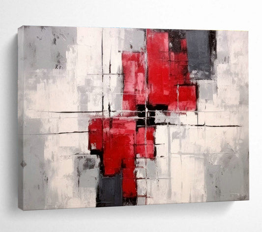 Red - Gray Geometric Abstract Art for Modern Office Reception Areas DLZ2653