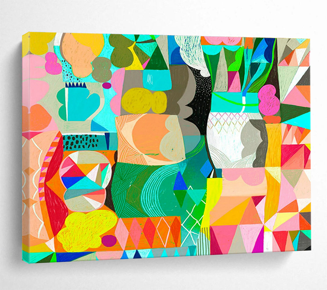 Colorful Geometric Abstract Art for Modern Living Rooms DLZ2449