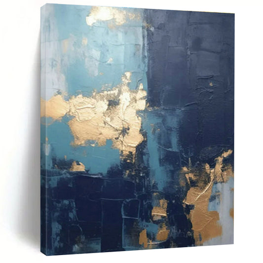 Blue - Gold Abstract Art for Luxury Hotel Suite & High - End Home Library DLZ1722