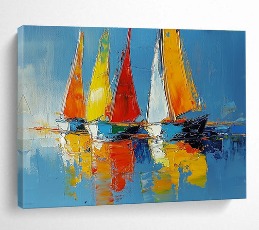 Colorful Sailboats Art for Nautical - Themed Restaurant & Coastal Home Den SC274