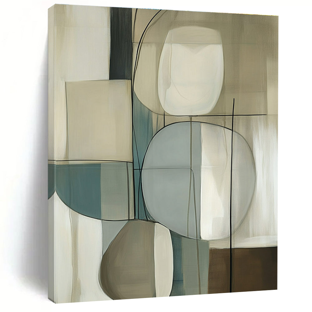 Beige and Blue Abstract Forms Art for Scandinavian - Style Bedroom & Contemporary Art Gallery STSC1321