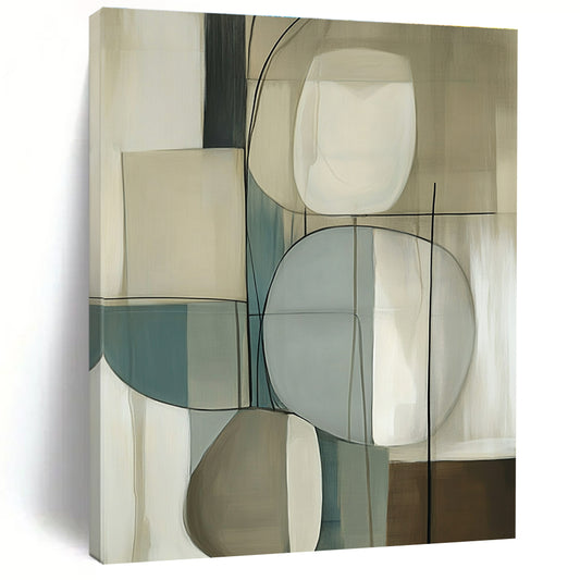 Beige and Blue Abstract Forms Art for Scandinavian - Style Bedroom & Contemporary Art Gallery STSC1321