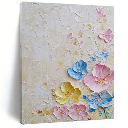 Pastel Textured Flowers Art for Shabby - Chic Nursery & Feminine - Inspired Living Room STSC1366