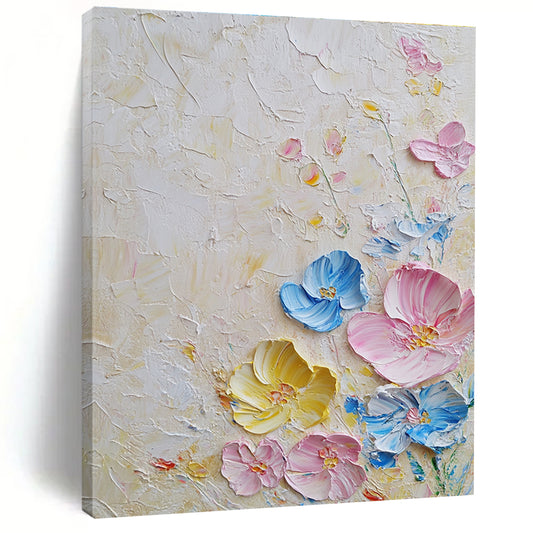 Pastel Textured Flowers Art for Shabby - Chic Nursery & Feminine - Inspired Living Room STSC1366