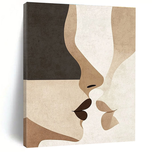 Abstract Faces in Neutral Tones Art for Bohemian - Style Café & Art - Decorated Bedroom STSC1342