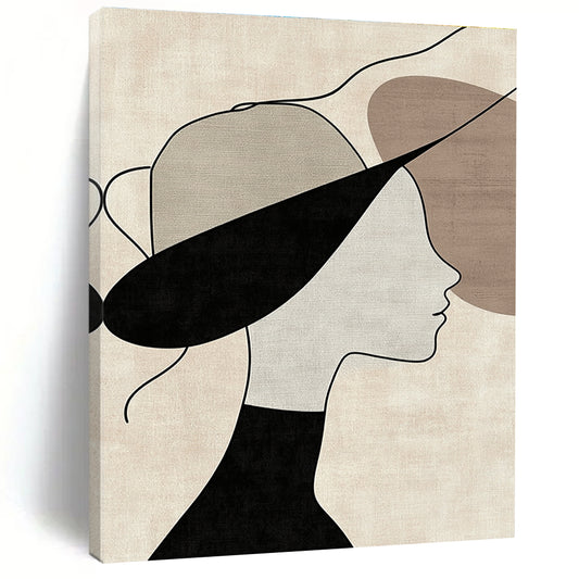 Woman with Stylish Hat Art for Mid - Century Modern Home & Art - Inspired Hair Salon STSC1335