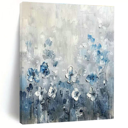 Blue and White Flower Oil Painting for Romantic Bedroom & Floral - Themed Café DLZ1988