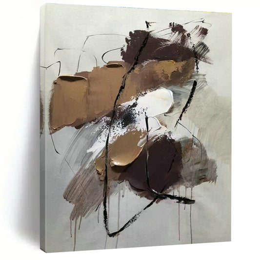 Brown - White Abstract Art for Creative Studio & Mid - Century Modern Home DLZ1656