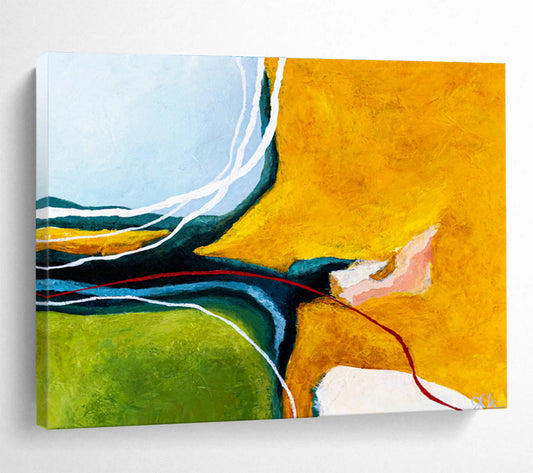 Yellow - Blue Intertwined Abstract for Modern Living Room DLZ2936