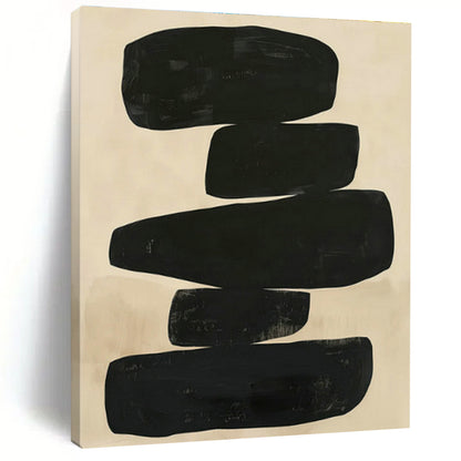 Black Abstract Stone - like Art for Living Room & Office DLZ0429