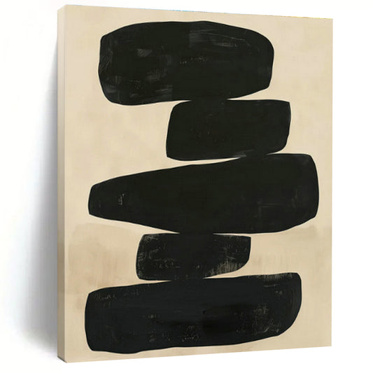 Black Abstract Stone - like Art for Living Room & Office DLZ0429