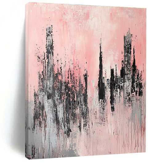 Pink and Grey Cityscape 1 for Chic Urban Apartment & Feminine - Themed Café STSC331