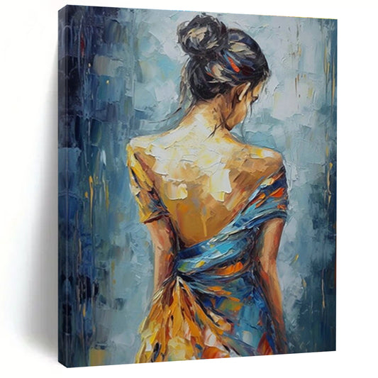 Woman’s Back View Oil Painting for Bohemian Bedroom & Artistic Fashion Studio DLZ1551