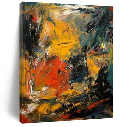 Vivid Yellow - Red Abstract Art for Living Room & Studio DLZ0370