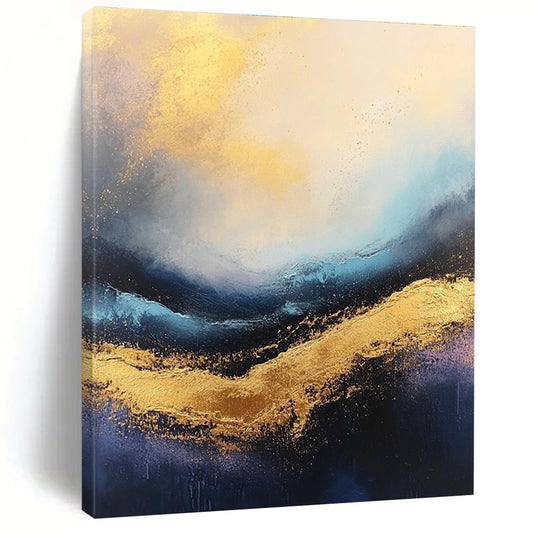 Gold and Blue Abstract Wave for Luxury Yacht Club & Opulent Living Room STSC333