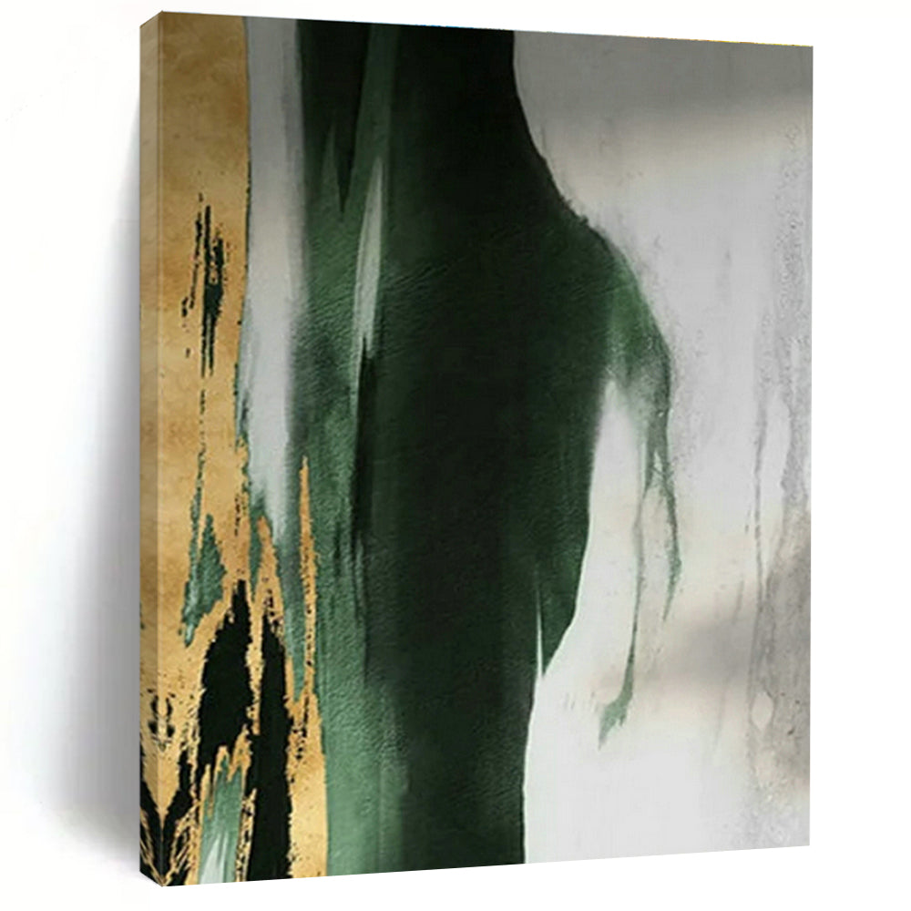 Gold - Green Abstract Flow Art for Upscale Restaurant & Art - Lovers’ Dining Room DLZ1485